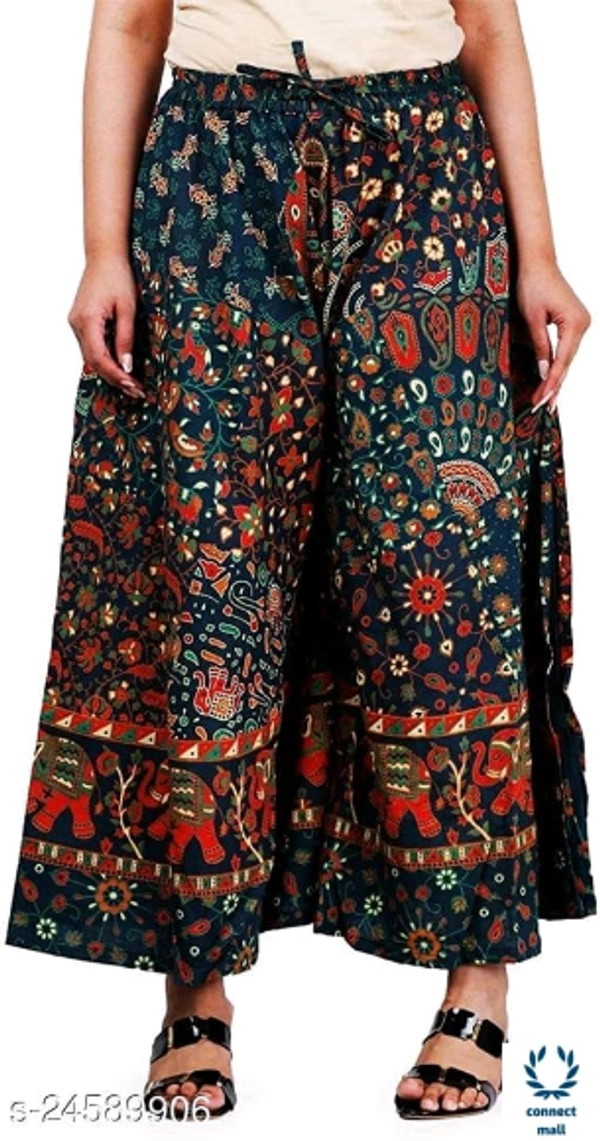 G4Girl jaipuri palazzo divider pant green - Free Size, Cotton, Printed